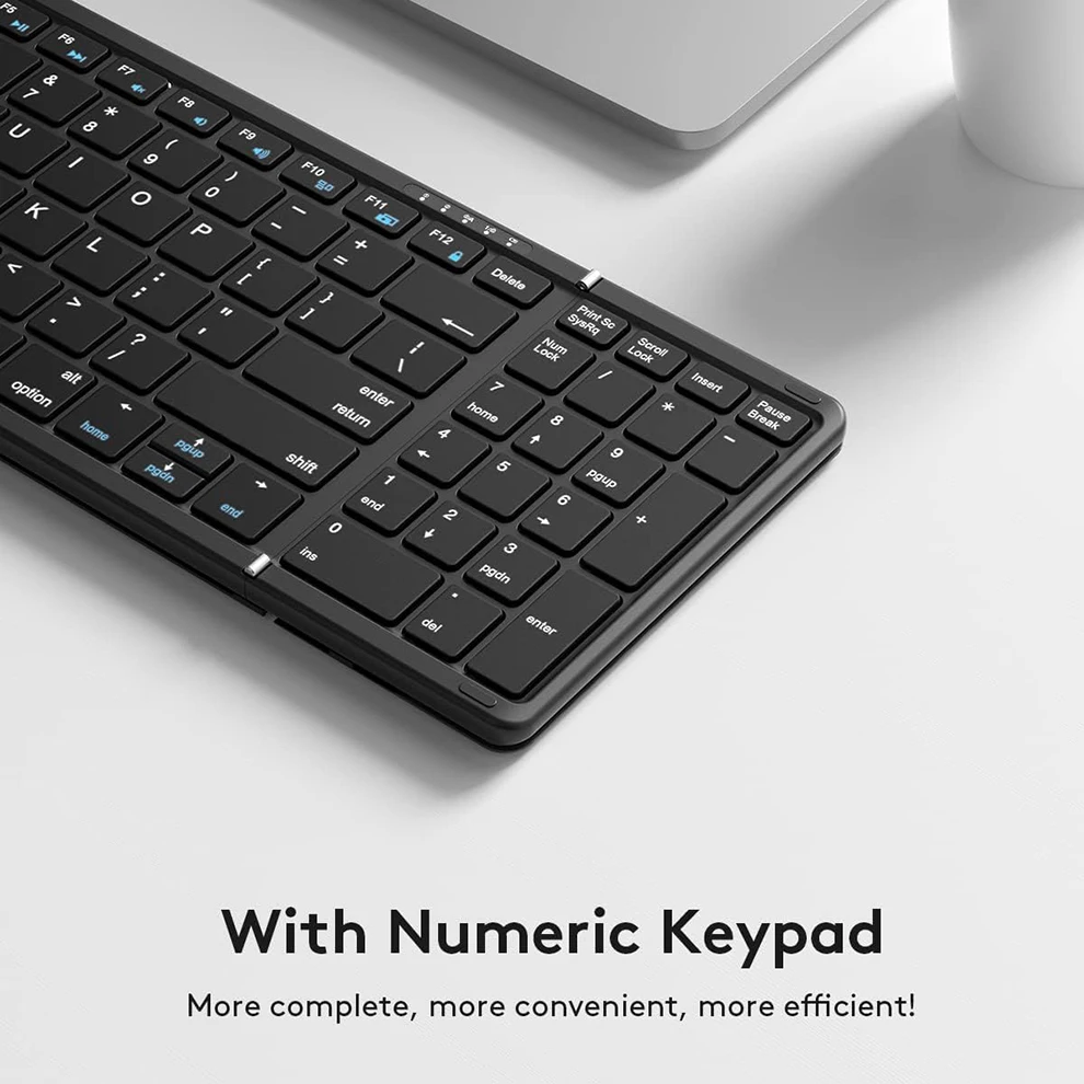 Teclado Bluetooth Dobrável com Teclado Numérico Tamanho Completo sem Fio Recarregável Portátil Viagem - Imagem 5
