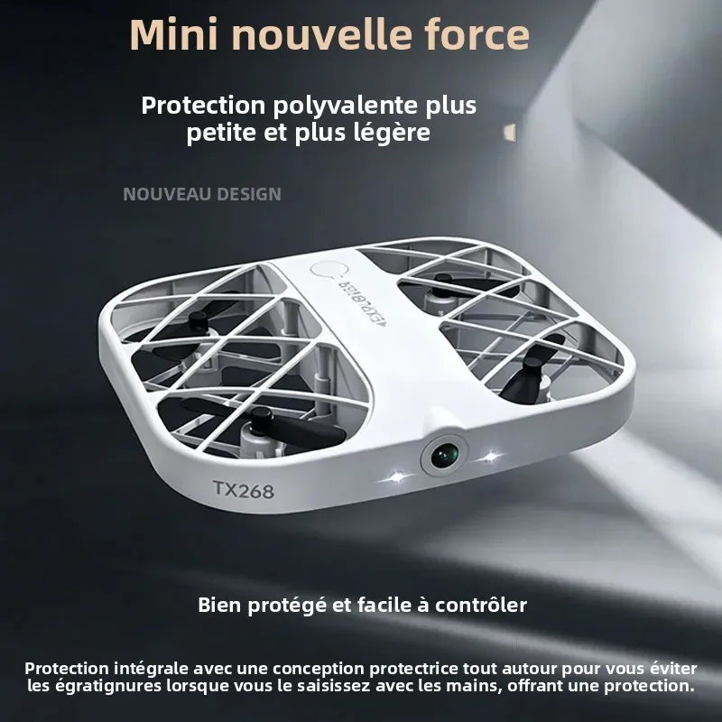 Drone 8K en action dans le ciel bleu, caméra HD filmant, vol stable et amusant grâce au contrôle smartphone.