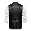 Men's Retro Lapel Chain Vest Fashion Herringbone Coarse Tweed Pockets Suit Vest British Casual Vintage Gentleman Leisure Party 3