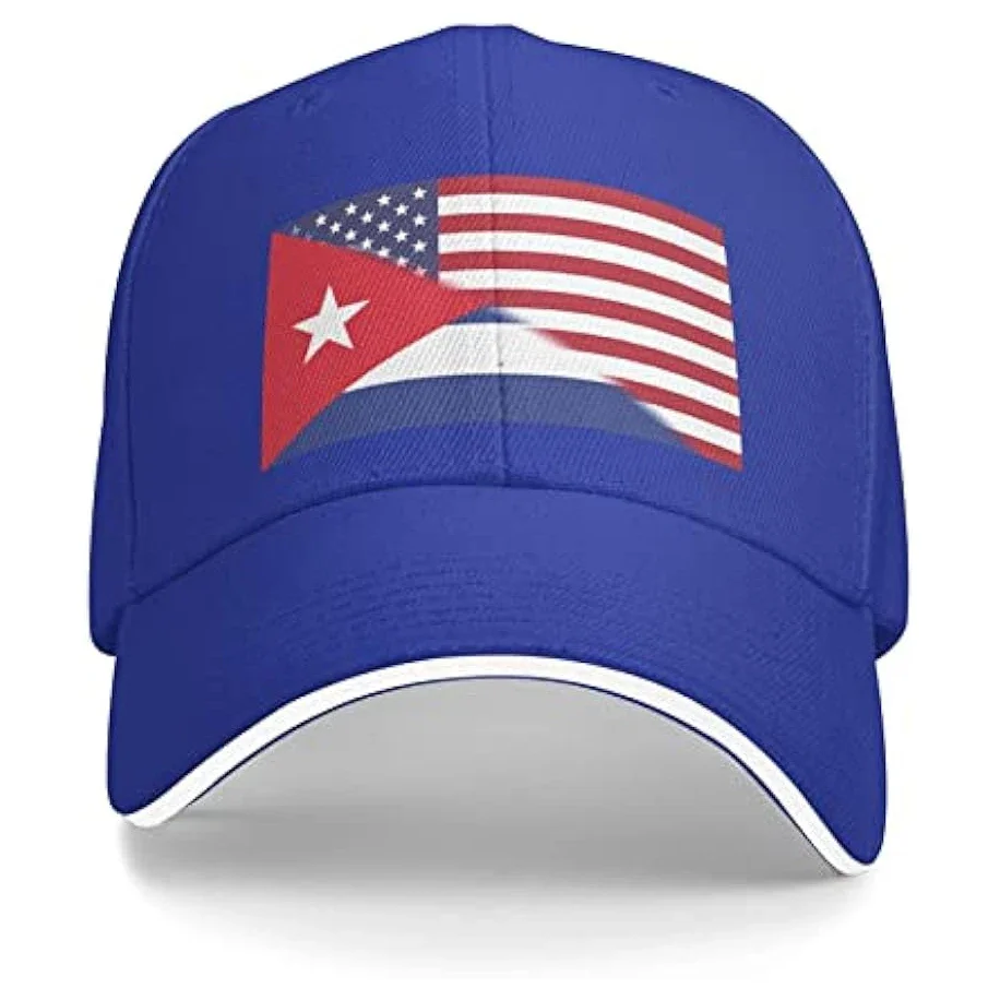

American Flag And Cuba Flag Unisex Baseball Cap Fits Men Women Adjustable Dad Hat Sandwich Bill Cap