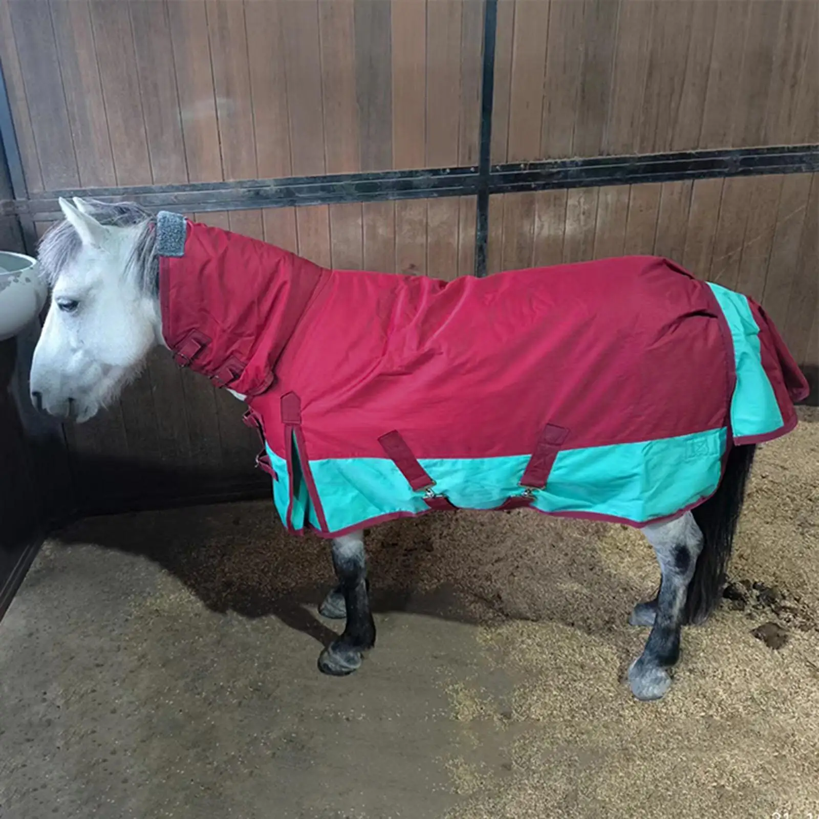 Winter Horse Blanket Belly Wrap with Hood 600D Breathable Cold Resistant Waterproof Horse Rug Horse Sheet Equestrian Apparel