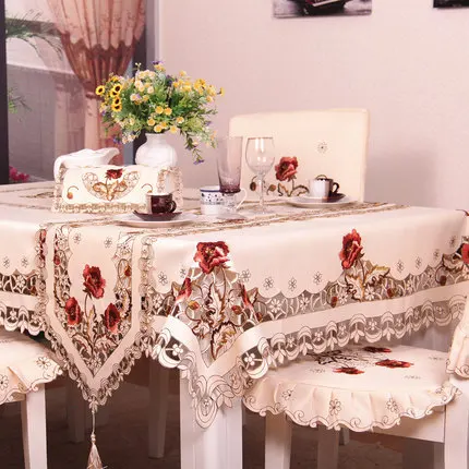 Europe luxury embroidered tablecloth table dining table cover cloth wedding flower chair cover home textile HM229