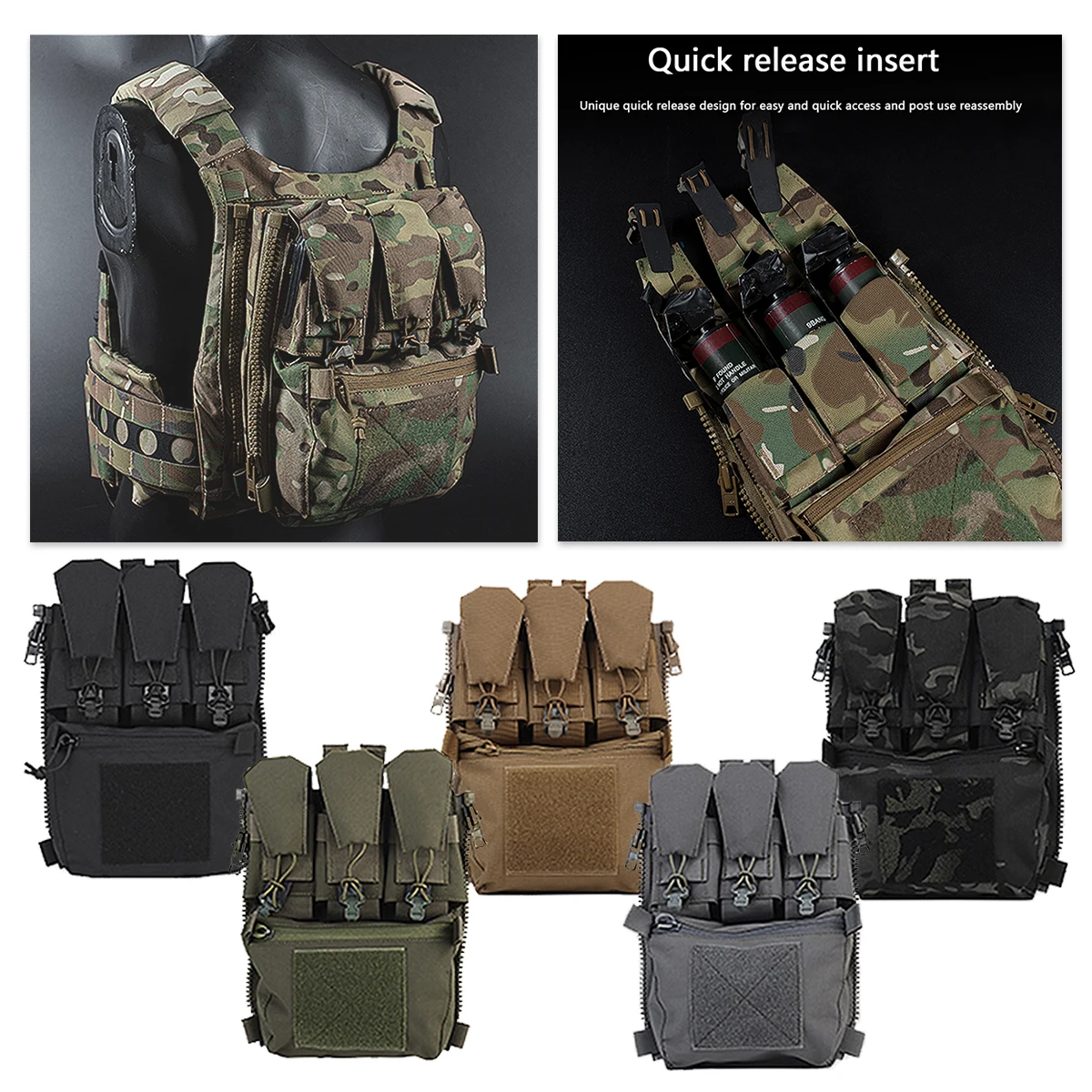Airsoft FCPC V5 Plate Carrier Accessories Tactical Back Panel Assault Adapt Banger Pouch Hunting Zip On GP Pocket