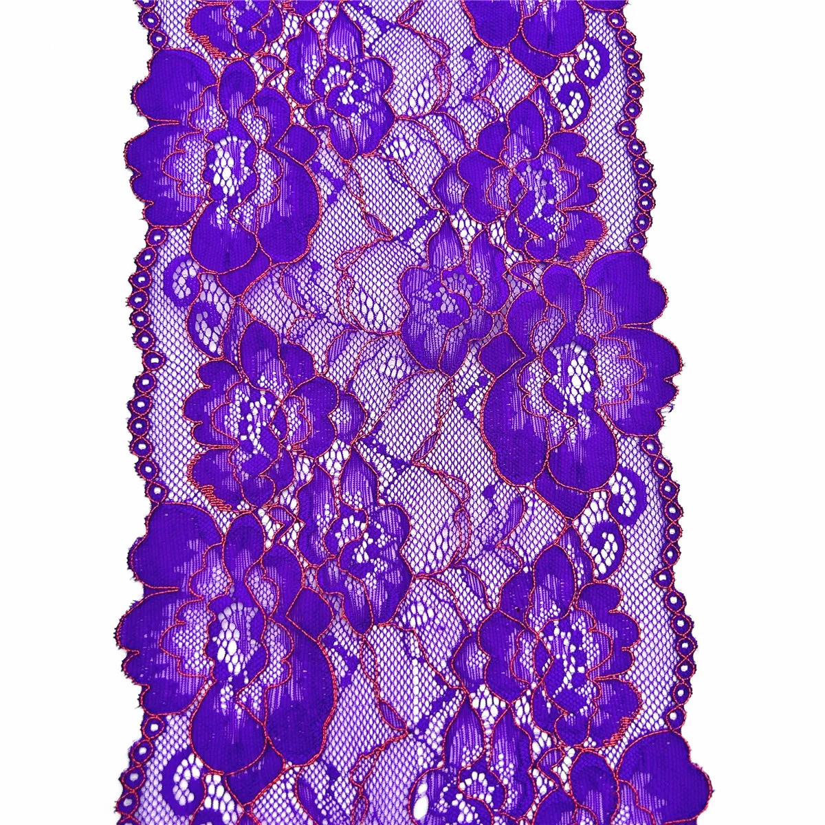 3y/lot Width 16.50cm Purple Flower Violet Elastic Stretch Lace Trim 5