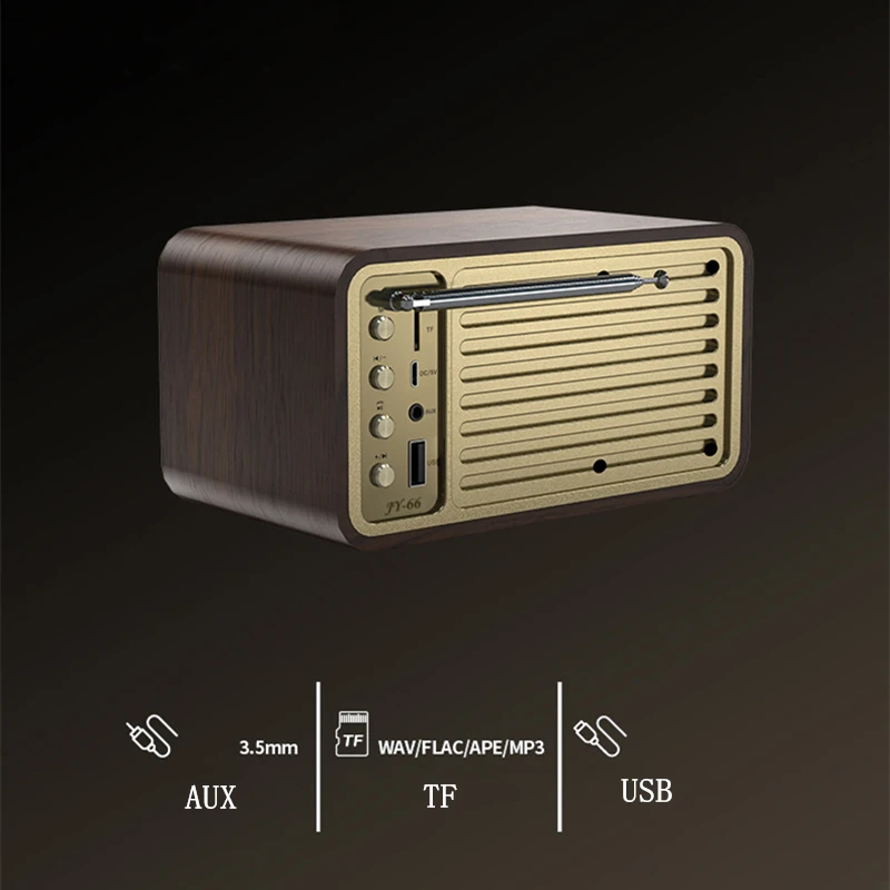 Bluetooth Speaker Portable Speaker Audio Speakers Wooden Bluetooth-Compatible 5.0 Speaker Retro Classic Soundbox Stereo Surround Super Bass Subwoofer AUX FM Radio For Computer PC