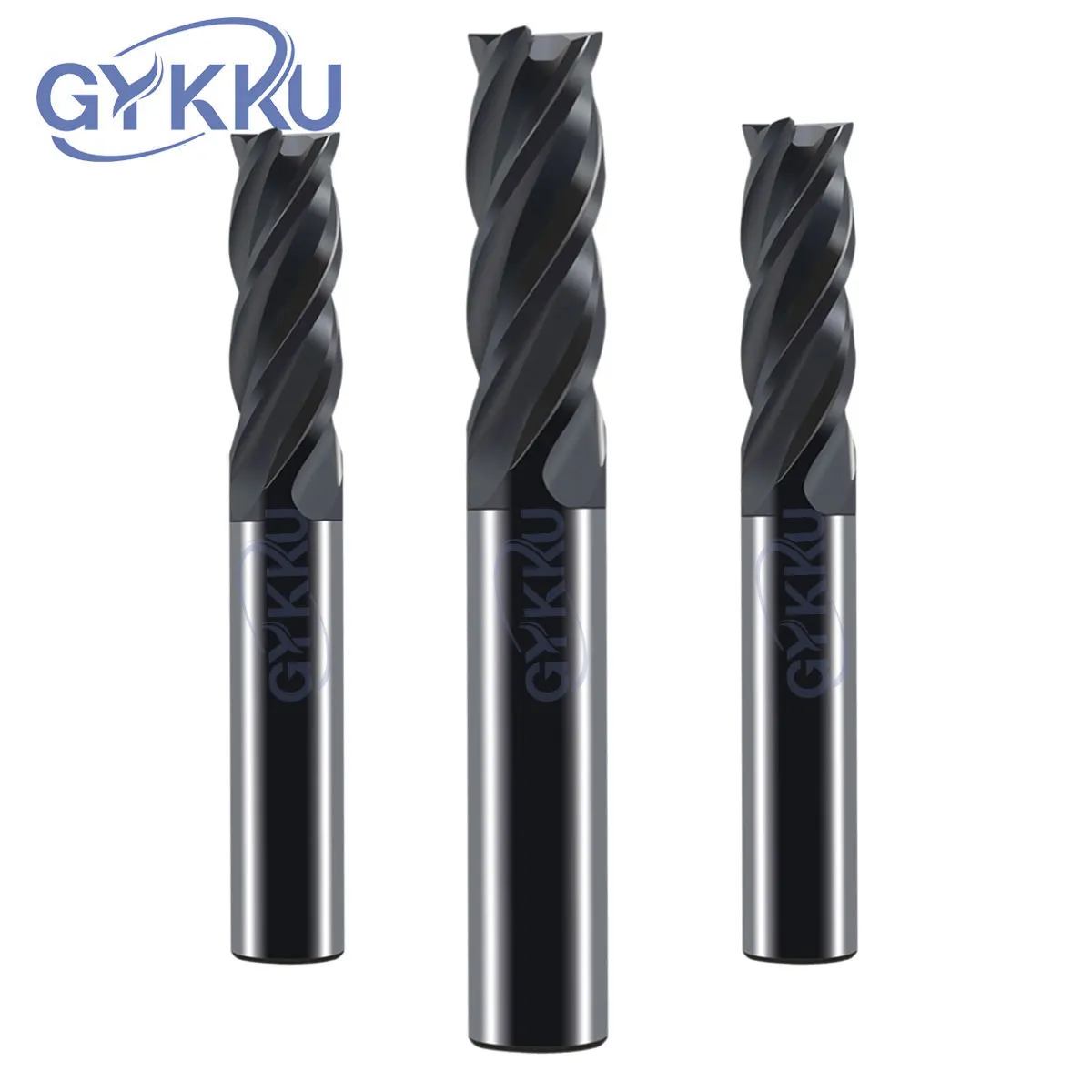 GYKKU HRC70 Carbide Flat End Mill Tungsten Milling Cutter 4 Flute Router Bits Metal Steel Cnc