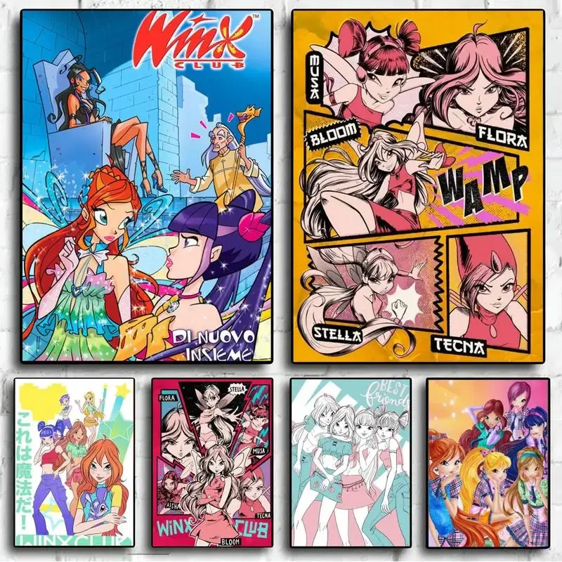 

Постер с изображением клубов винкс для девочек, настенные картины для гостиной, Осенний декор, маленький