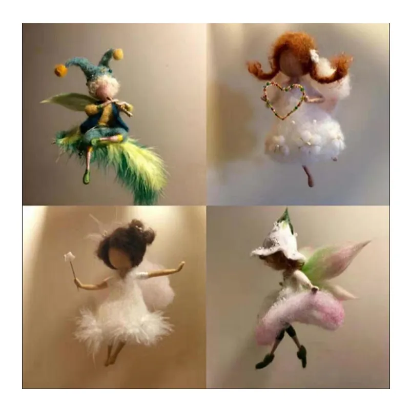 Wool Felt Needlepoint Kit Fairy Doll Felt Needle Keychain Craft Needlecraft DIY Handmade