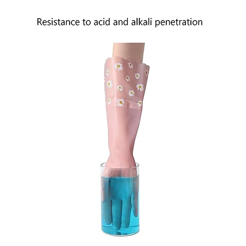 3 Pairs Dishwashing Cleaning Gloves Reusable Rubber Gloves Non-Slip Laundry Kitchen Gardening Household Easy To Use 42CM