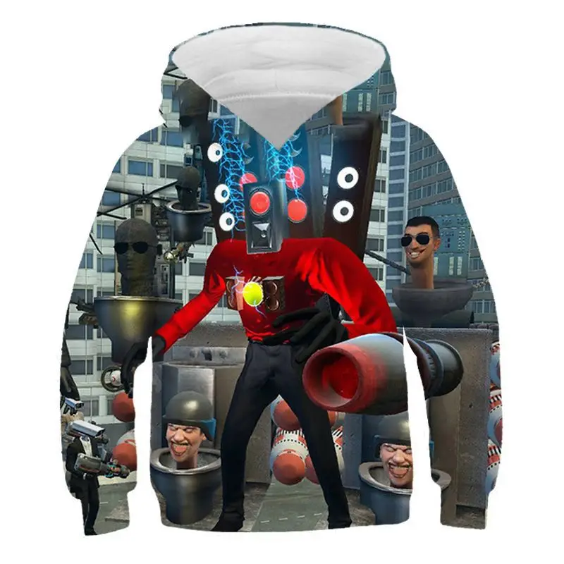 

New Cartoon Skibidi Toilet Hoodies Kids 3D Printed Pullover Sweatshirts Teenagers Boys Speakerman TV MAN Clothes Girls Outerwear