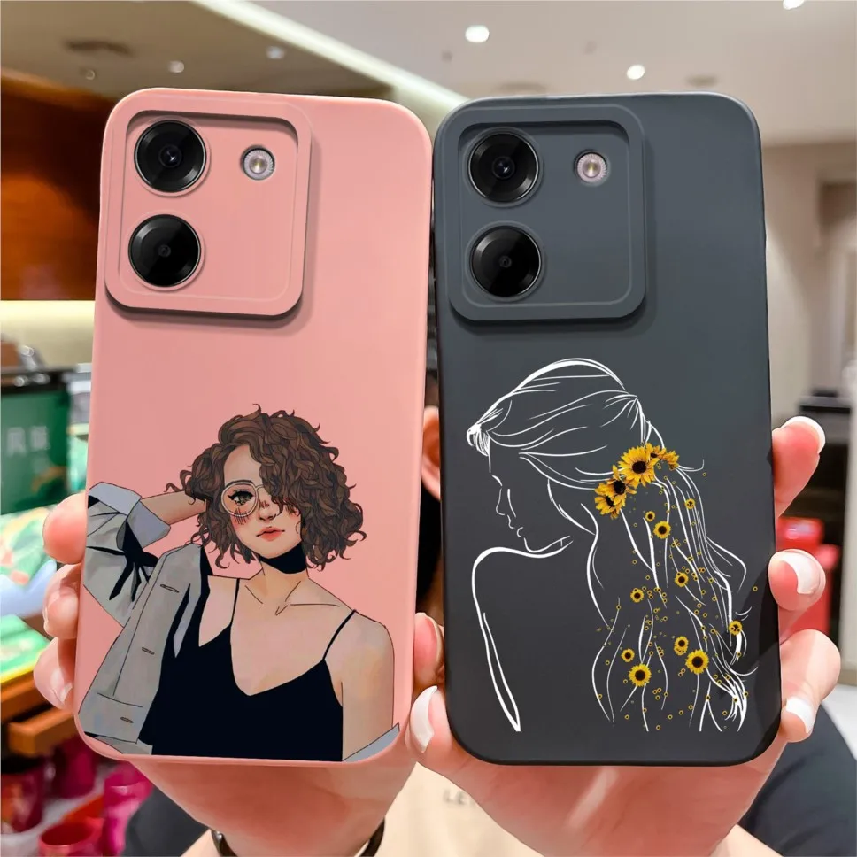 Sweet Girl Soft Liquid Silicone Protective Phone Case Cover