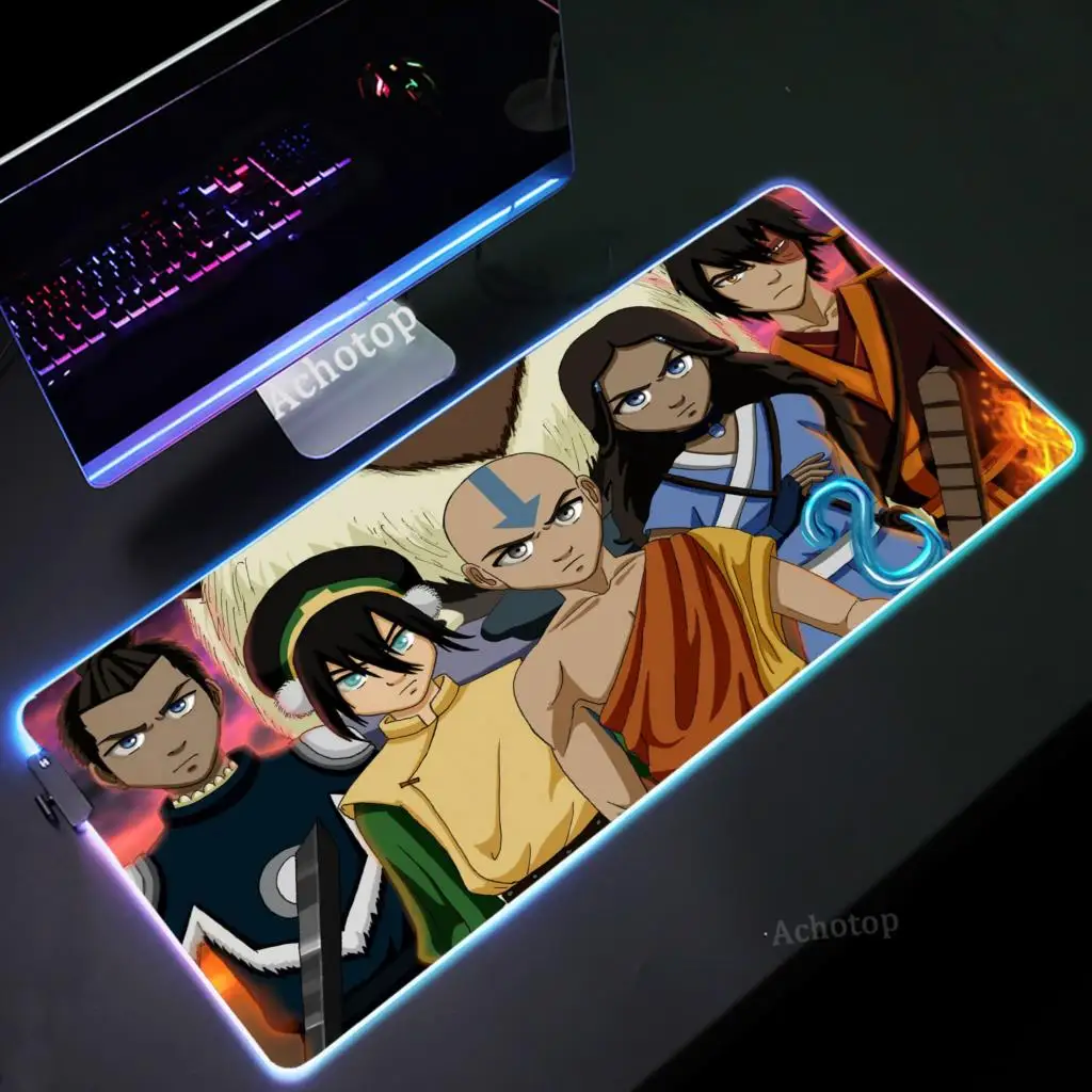 

Avatar the Last Airbender RGB Mouse Pad Gaming Accessories Mousemat Oversize Table Carpet LED Gamer Game Mousepad Rubber Deskmat