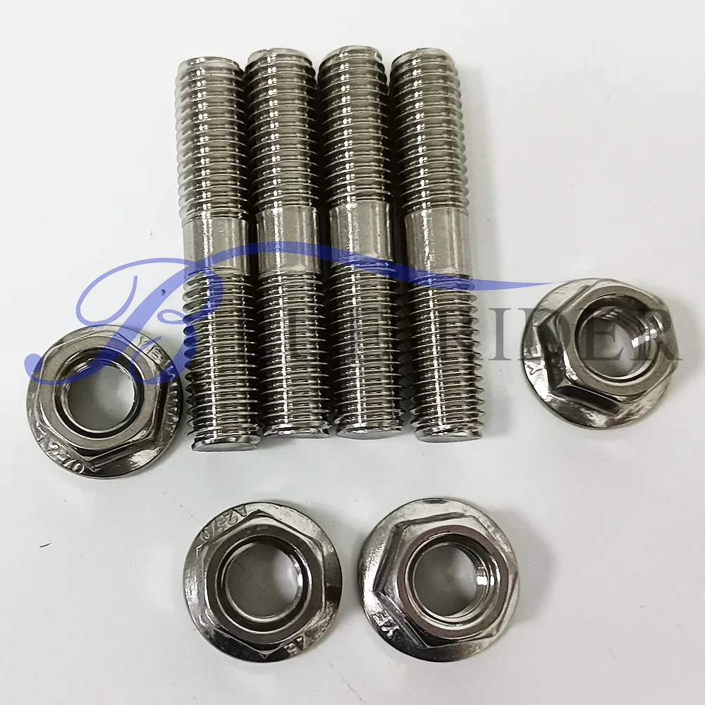 For Toyota, Nissan and Some Honda's 10mm Exhaust Studs & Serrated Nuts M10x1.25 Manifold Flange 4 Studs & 4 Nuts