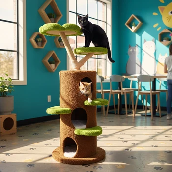 58.2” Tall Luxury Cat Tree Tower with Condo & Scratching Board 1