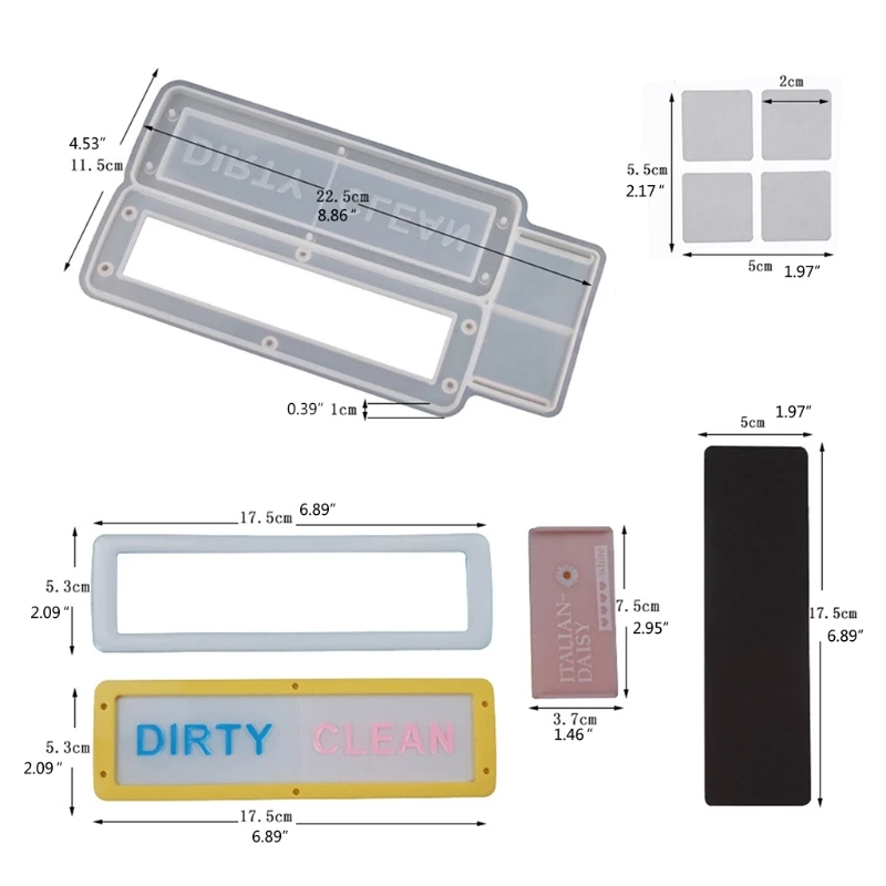 Y4QE Dishwasher Sign Epoxy Resin Mold Home Ornaments Silicone Mould DIY Crafts Mold