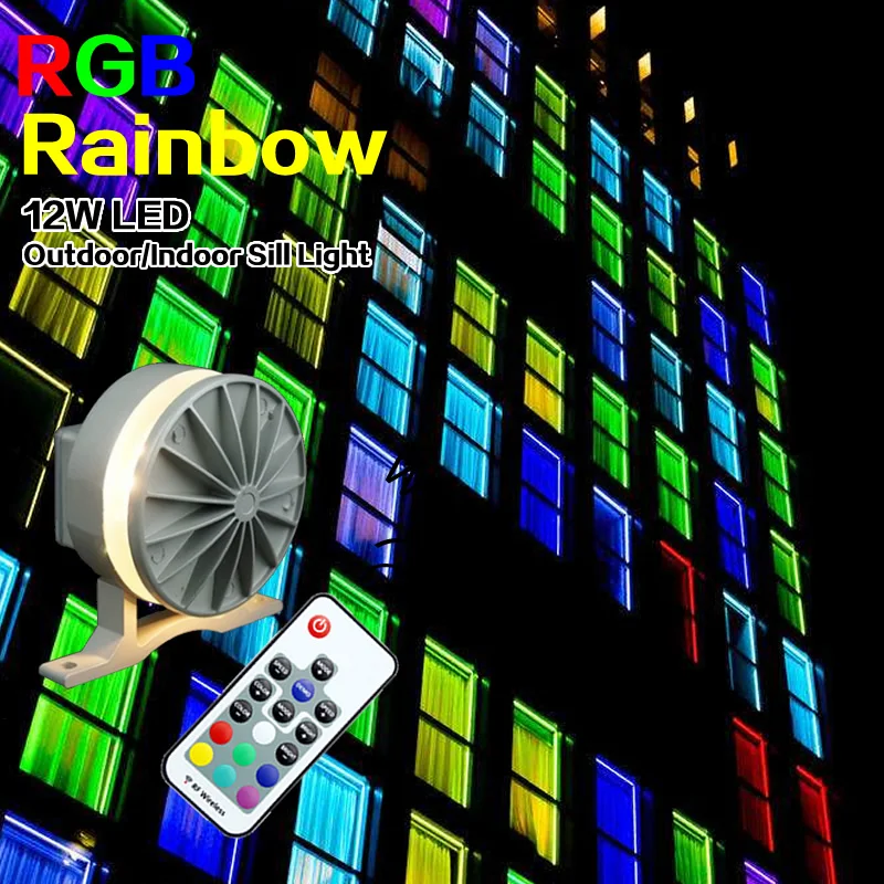 12W LED Wall Light 110V 220V RGB Remote Windows Sill Lamp Home Door Frame Corridor Balcony Garage Hotel Restaurant Lighting IP67