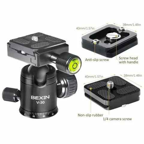 Camera Tripod Head Panoramic Shooting Photo Ballhead Monopod Mount Head Mini Ballhead Camera Adapter For DSLR Camera