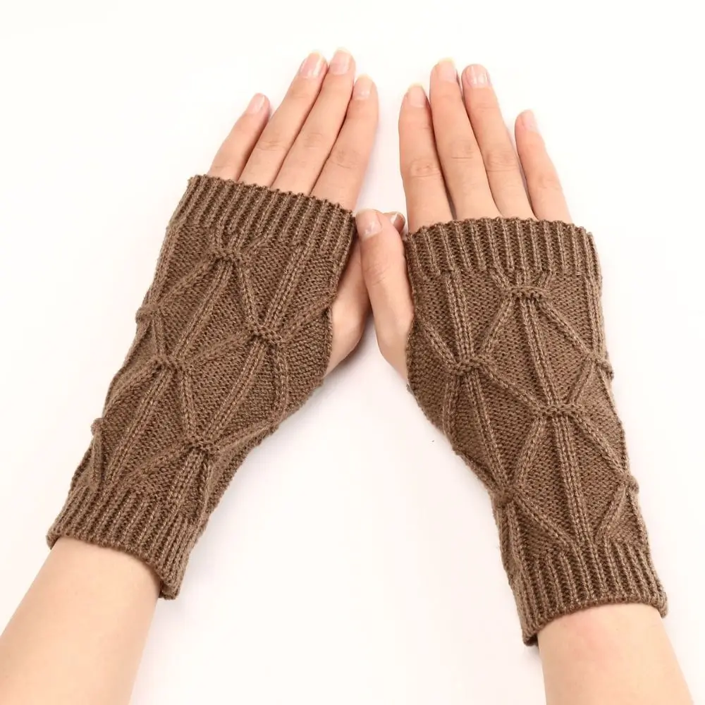 

Knitted Wrist Gloves New Wrist Warmers Argyle Fingerless Gloves Half Finger Winter Mittens Outdoor