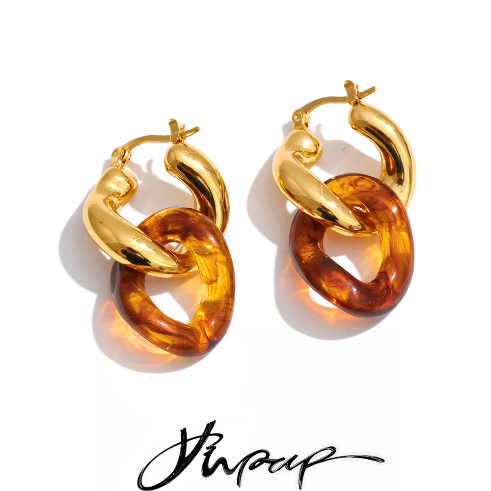 Yhpup Twisted Drop Hoop Earrings Women