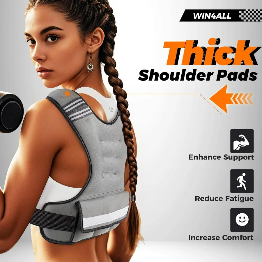 Weighted Vest Woman Adjustable Weights For Walking, 6-12lb/12-18lb, Weighted Vest Woman with 6 Ironsand Weights, Weight Vest For