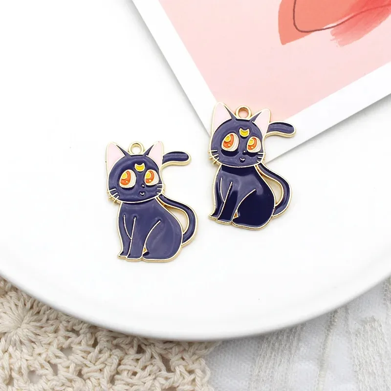 10Pcs DIY 애니메이션 귀여운 선원 문 고양이 키 체인 전화 체인 키 끈 장식 카와이 가방 키 체인