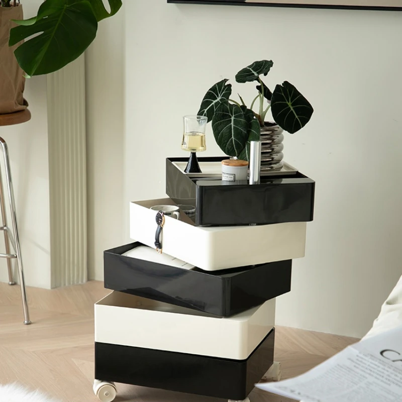 

360 Вращающийся передвижной прикроватный столик, простой современный ночной столик среднего века, в стиле Ins, для хранения в спальне