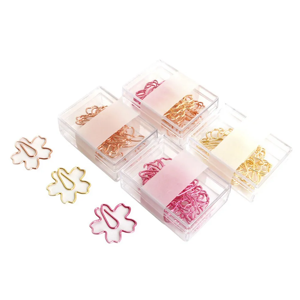 12Pcs 벚꽃 종이 클립 창조적 인 꽃 모양 노트 사진 북마크 사무실 학교를위한 대형 금속 클립