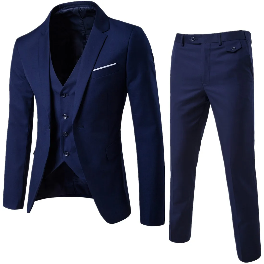 2022 New Men's Three-piece Suit Suit Suit Men's Suit Korean Version Slim Fit Casual Groom and Best Man Wedding Dress Trend Suit