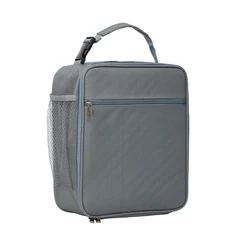 Compact Insulated Lunch Bag with Side Mesh Pocket - Water - Resistant and Leakproof, Perfect (Grey)