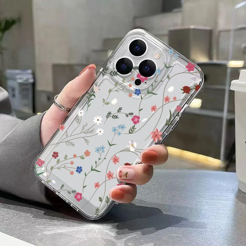 Transparent Shockproof Silicone Flower Phone Case