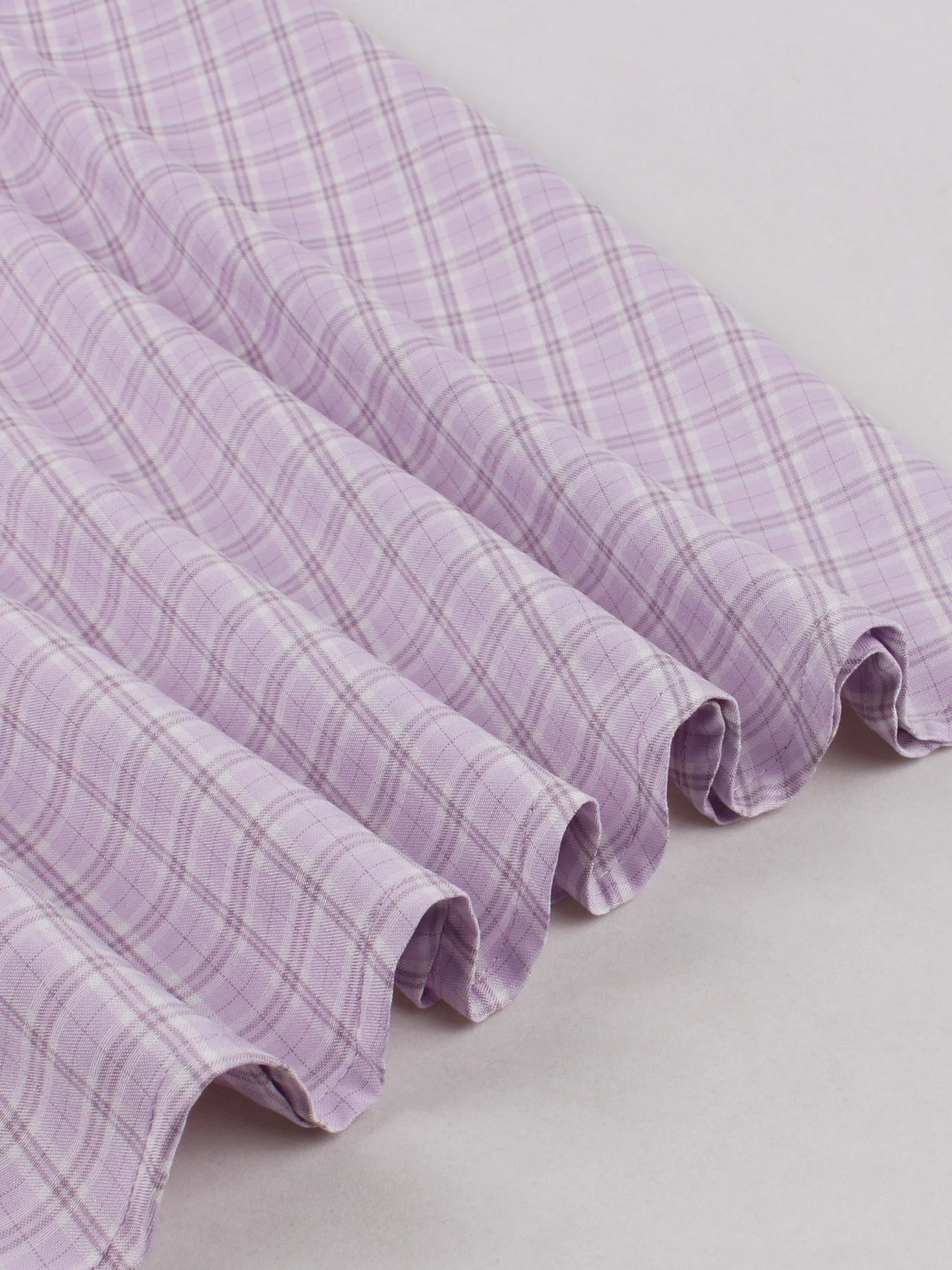 Tonval Lavendel Plaid Knöpfe vorne Kurzarm Damen 2026 Frühling Sommer Neu in Rockabilly 1950er Retro Midi Plissee Kleider – Detail 13