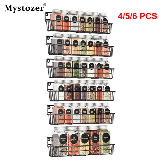  Mystozer Spice Rack Organizer Wall Mount, Hanging Spice Pantry  Storage Shelf Organization, Set of 6 Space Saver Seasoning Racks for  Kitchen Cabinet, Door or Pantry, Black : Home & Kitchen