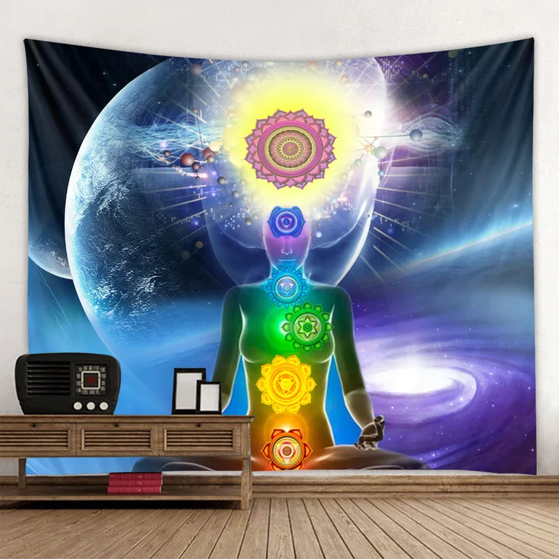 Indian Yoga Buddha Tapestry Meditation Fantasy Seven Chakra
