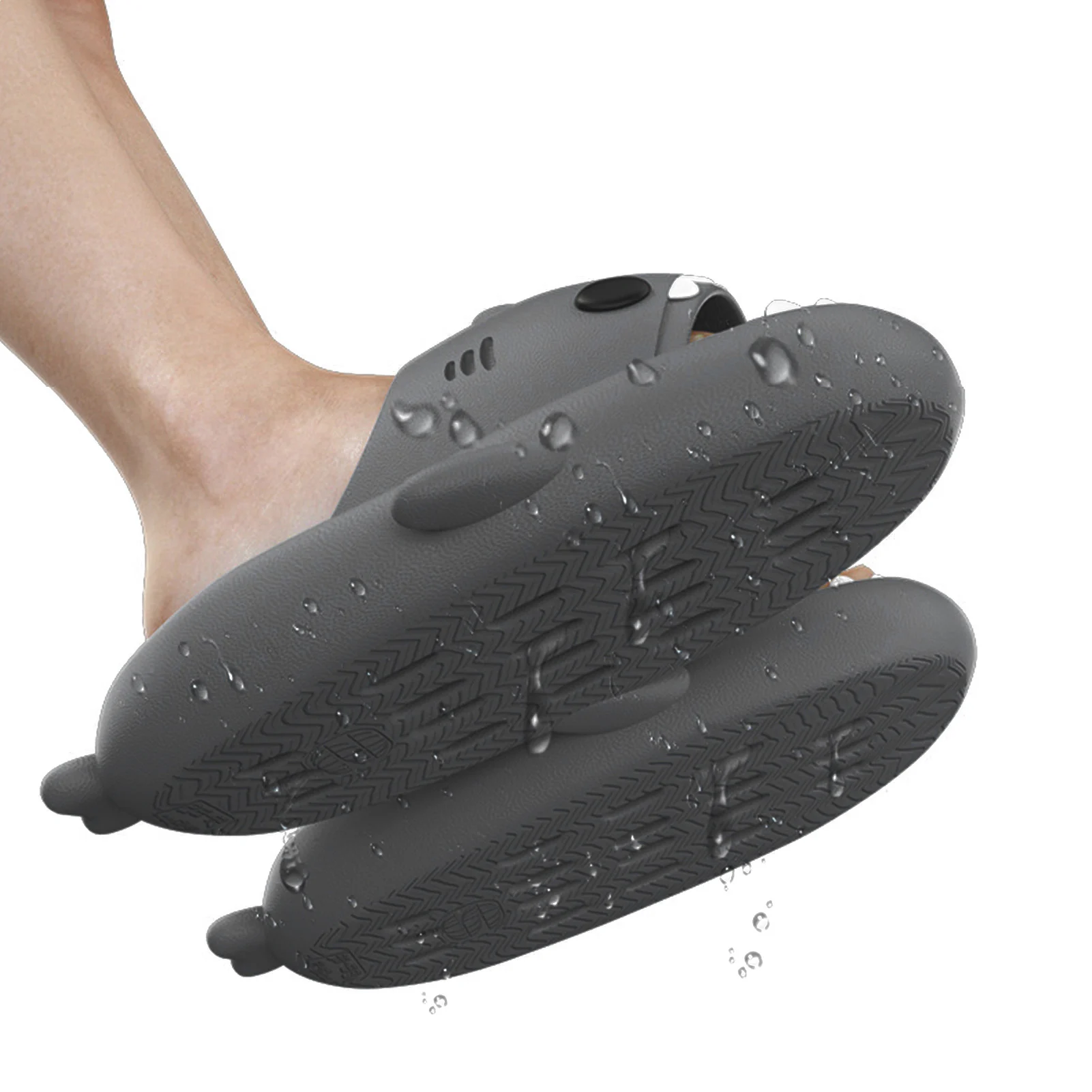 Unisex Sharks Slides Non Slip Novelty Open Toe Sandals With Drainage