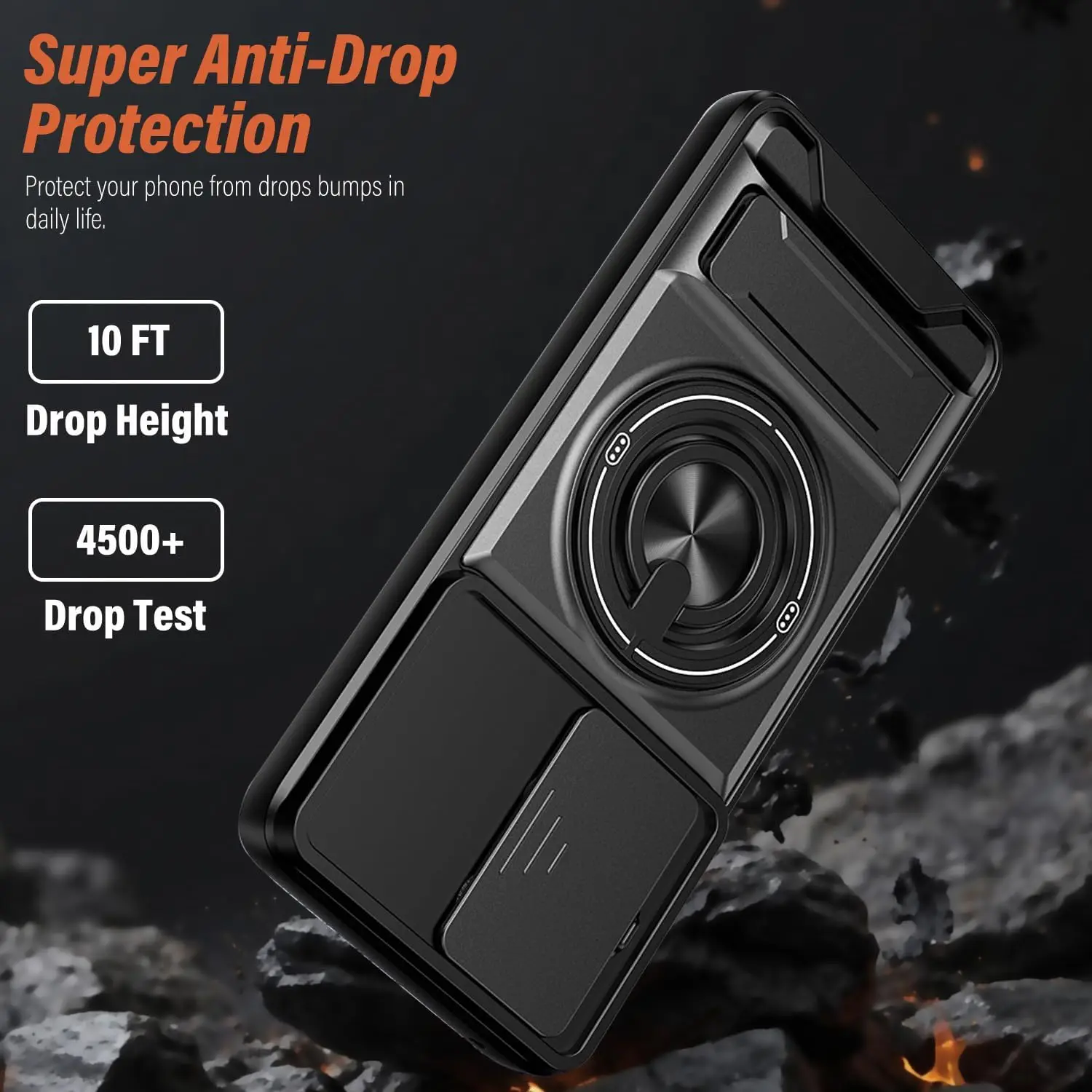 Shockproof Magnetic Case with Slide Camera Protection and Upright Kickstand