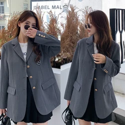 Blazer femme faculdade estilo casual jk uniforme blazer jaqueta feminina versão elegante único breasted blazer tendência da moda