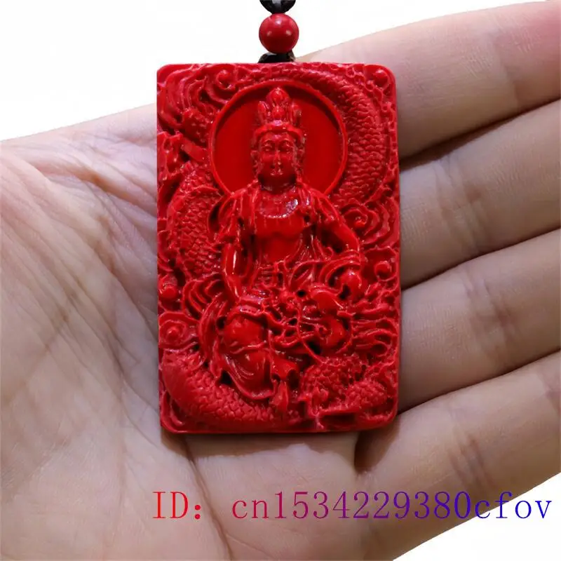 Cinnabar Guanyin 럭셔리 에너지 펜던트, 중국 레드 탈리스만, 디자이너 쥬얼리 액세서리, 보석 참 선물, 실제 조각