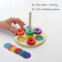 Children Montessori Rainbow Blocks Toy Color Shape Matching Stacking Game Educational Wooden Toy For Toddler Fine Motor Training 2