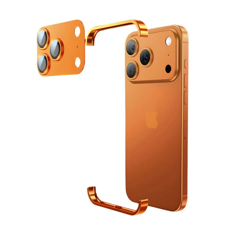 Metal Frameless Bumper Case with Lens Protection and Corner Pads Cover