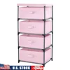 Pink 4 Drawer Storage Organizer Fabric Dresser Clothes Stand Versatile Unit Bedroom Nursery Living Room 1