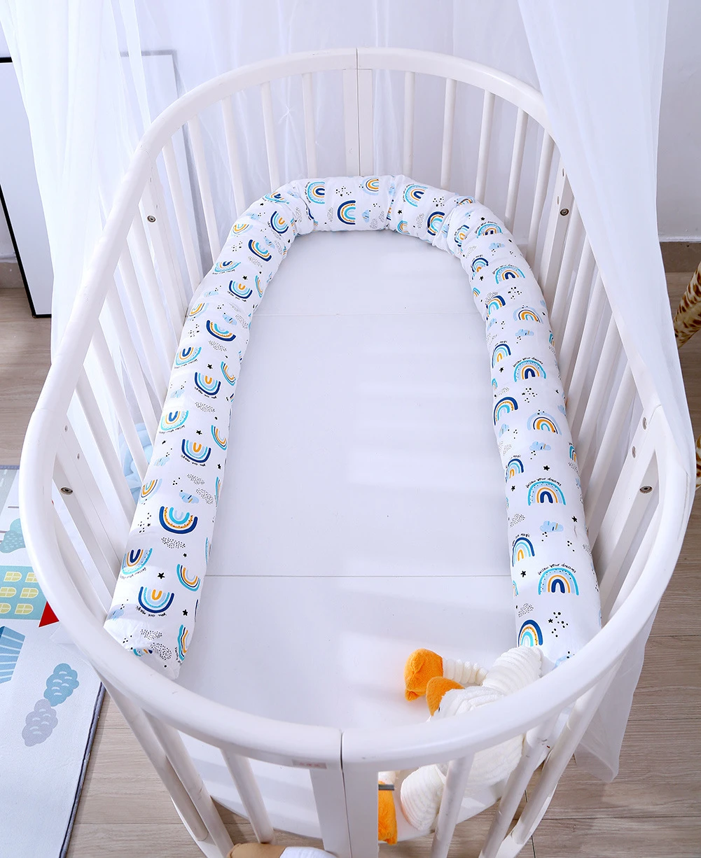 

Removable and Washable Children's Printed Rainbow Crib Safety and Anti-collision Guardrail Bed Backrest Comfort Strip Pillow