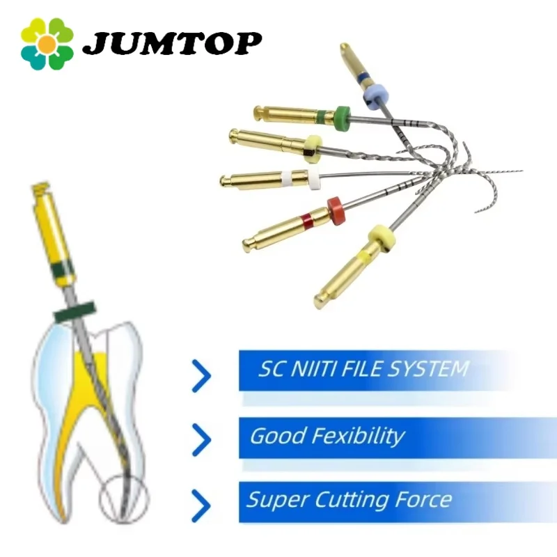 COXO SOCO Files 6Pcs/Box Dental Root Canal Files Heat-Activated Rotary Nickel Titanium Endodontic Rotary File
