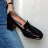 2024 Spring and Autumn Shoes Square Toe Casual Shoes Formal Black Light Mouth Solid Color Fashion Simple Basic Style High Heels 4