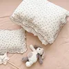 INS Princess Ruffle Edge Gauze 100% Cotton Pillow Case Breathable Duvet Cover Without Filler 3PCS Floral Home Bedding Set 4