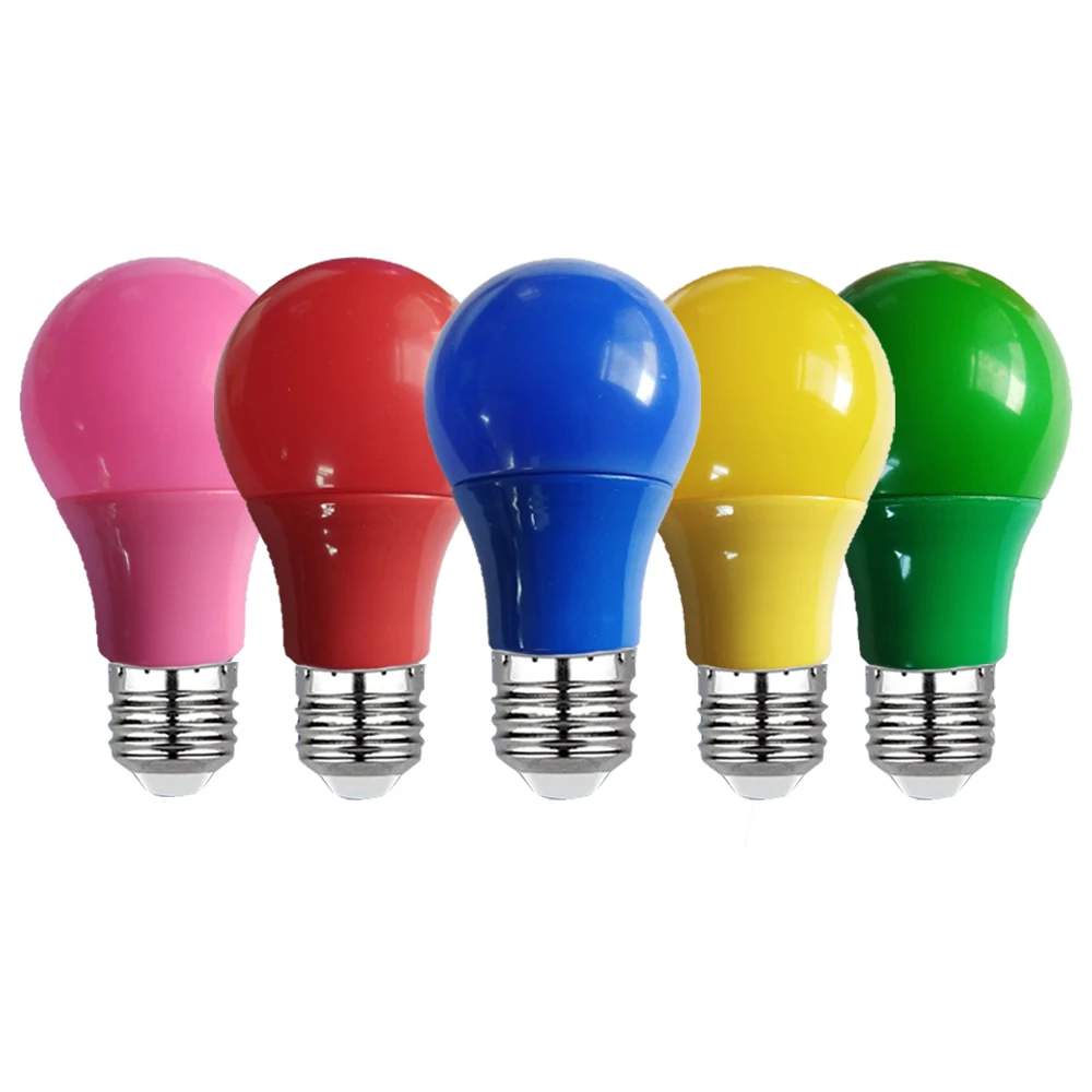 E27 LED 전구 12V 24V 36V DC AC Led 램프 3W 5W 7W 9W 12W Lampada, 레드 블루 그린 옐로우 핑크 퍼플 캠핑 전구