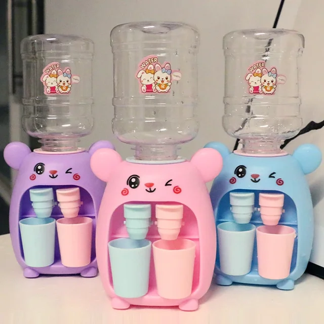 Mini dispensador de agua Dual para niños, juguete de cocina de simulación, fuente para beber leche, jugo de agua fría/caliente, azul rosa - Imagen 6