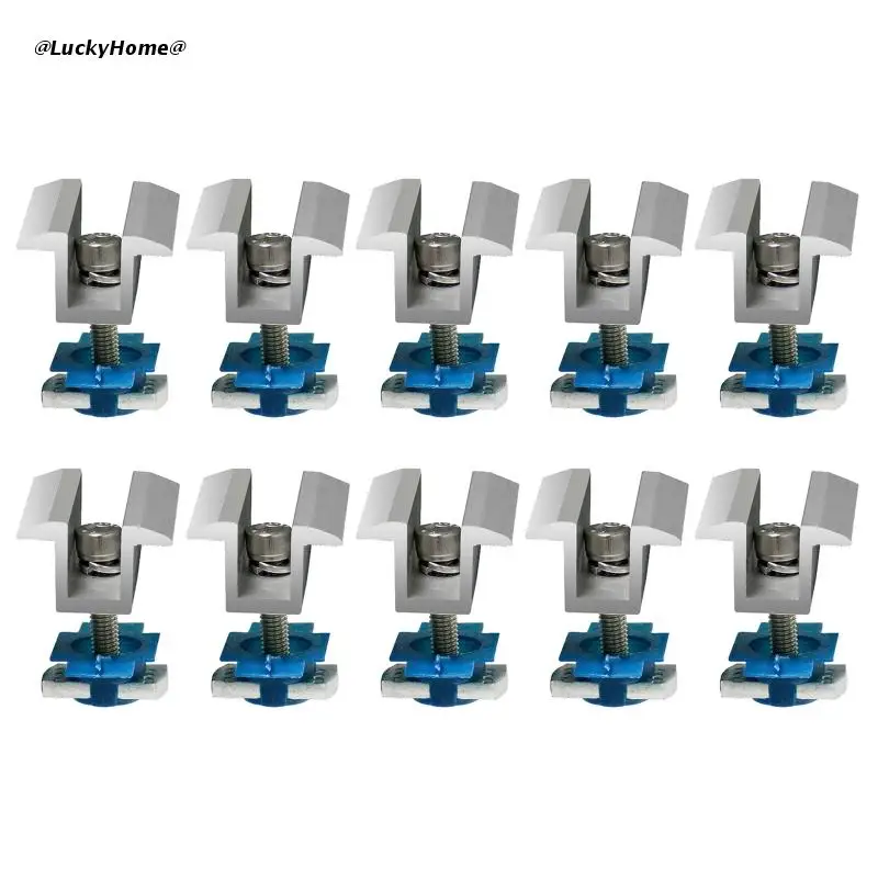 Painel Solar Suportes de Montagem 3040 mm Solar Ferroviário Final Grampos de Alumínio Solar Meados Grampos Ajustável Aterramento Braçadeira 10 Peças