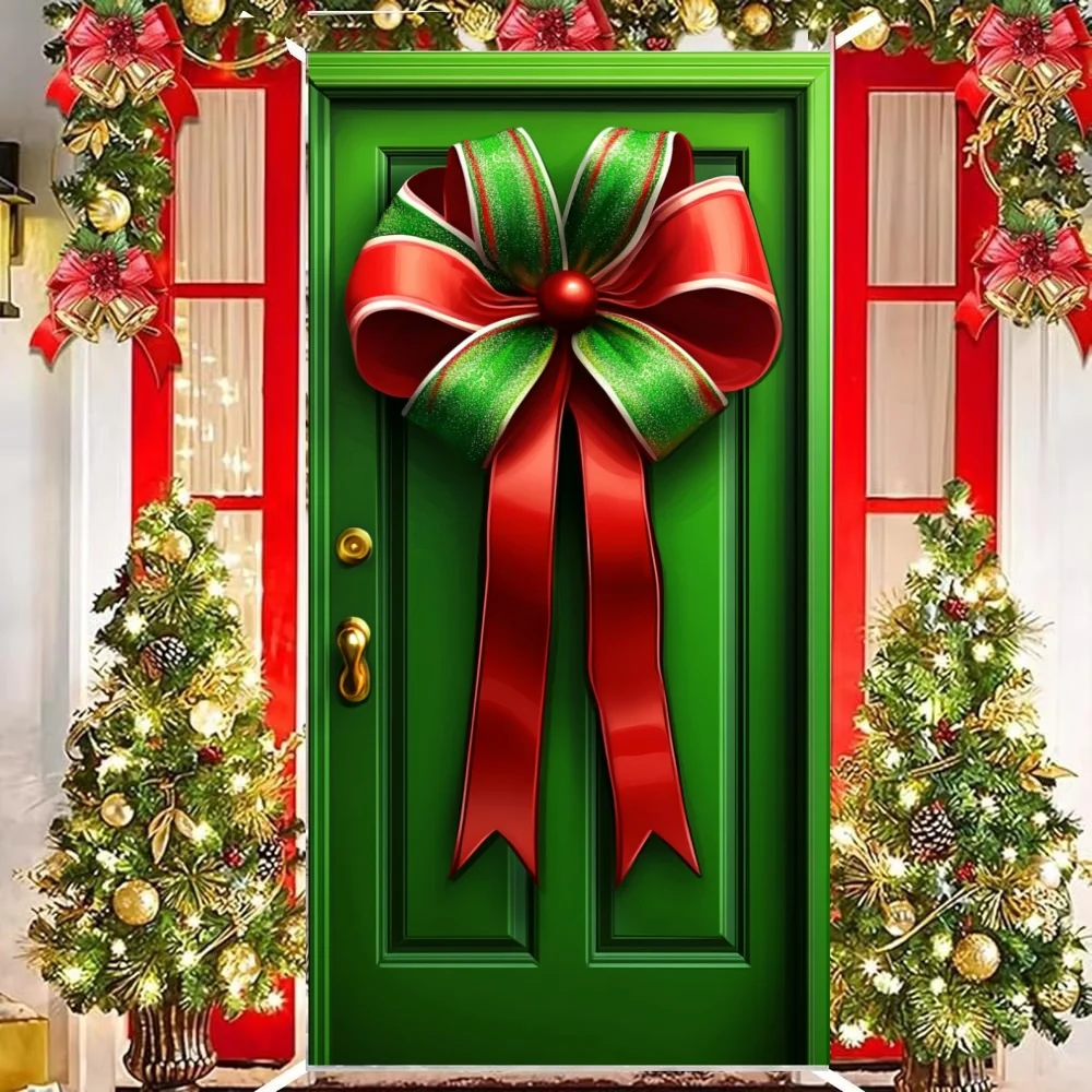 Grande fiocco verde rosso copertura per porta di Natale regalo di Natale  fodere con fiocco per porte anteriori di Natale sfondo decorazioni per  interni ed esterni, image size:1000x1000