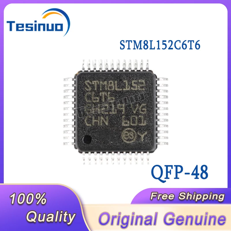 

5 шт., новые оригинальные микроконтроллеры STM8L152C6T6 QFP-48 16 МГц/32 КБ Flash/8 бит