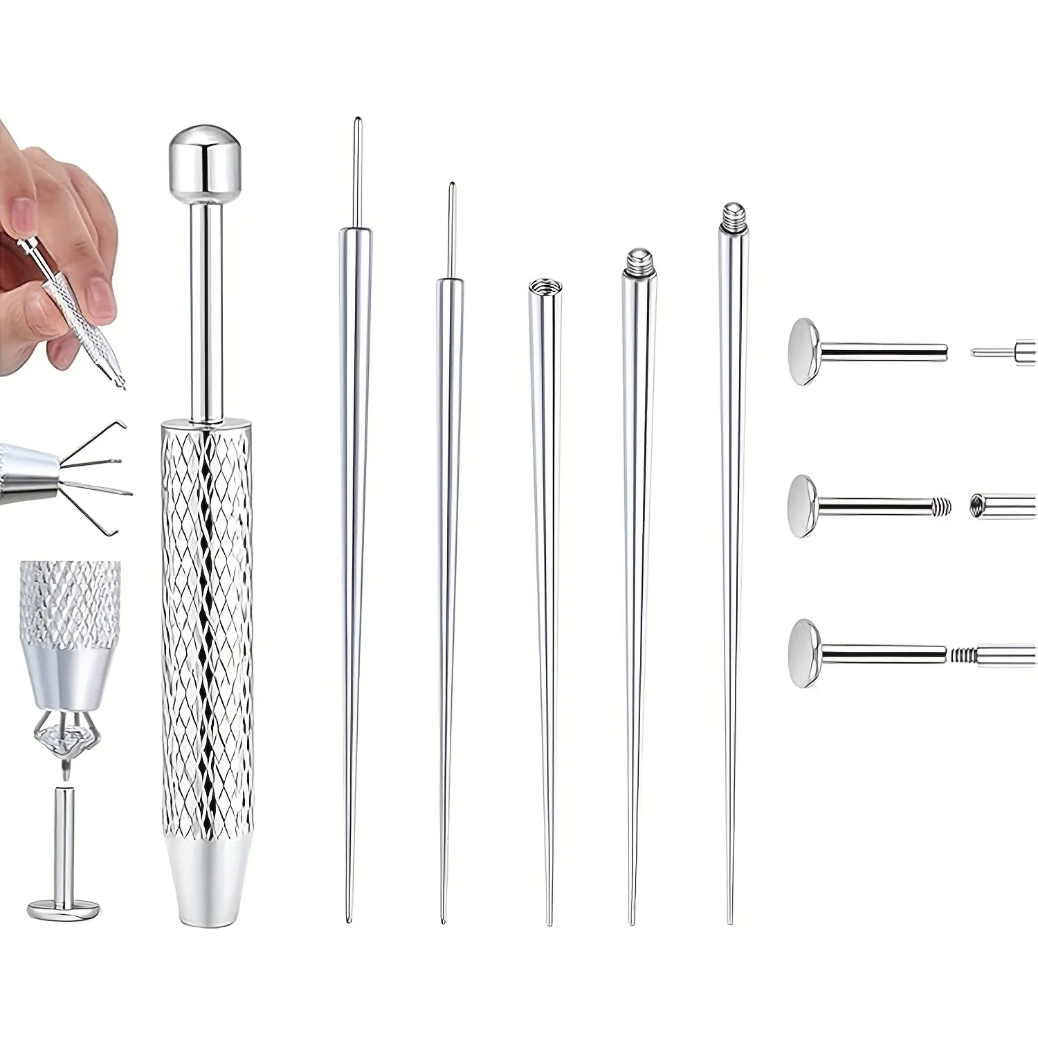 14/16/18G Titanium Curved Taper Insertion Pin Tool Internal Thread Piercing Kit For Tragus Helix Lip Nose Piercing Jewelry 14/16/18G Titanium Curved Taper Insertion Pin Tool Internal Thread Piercing Kit For Tragus Helix Lip Nose Piercing Jewelry